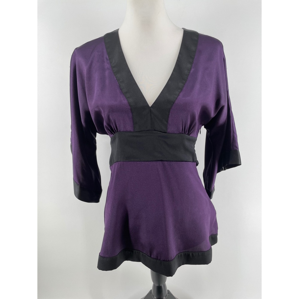 Y2K Babydoll Top Womens 6 Purple Black Purple Whimsigoth Going Out Dark Fairy